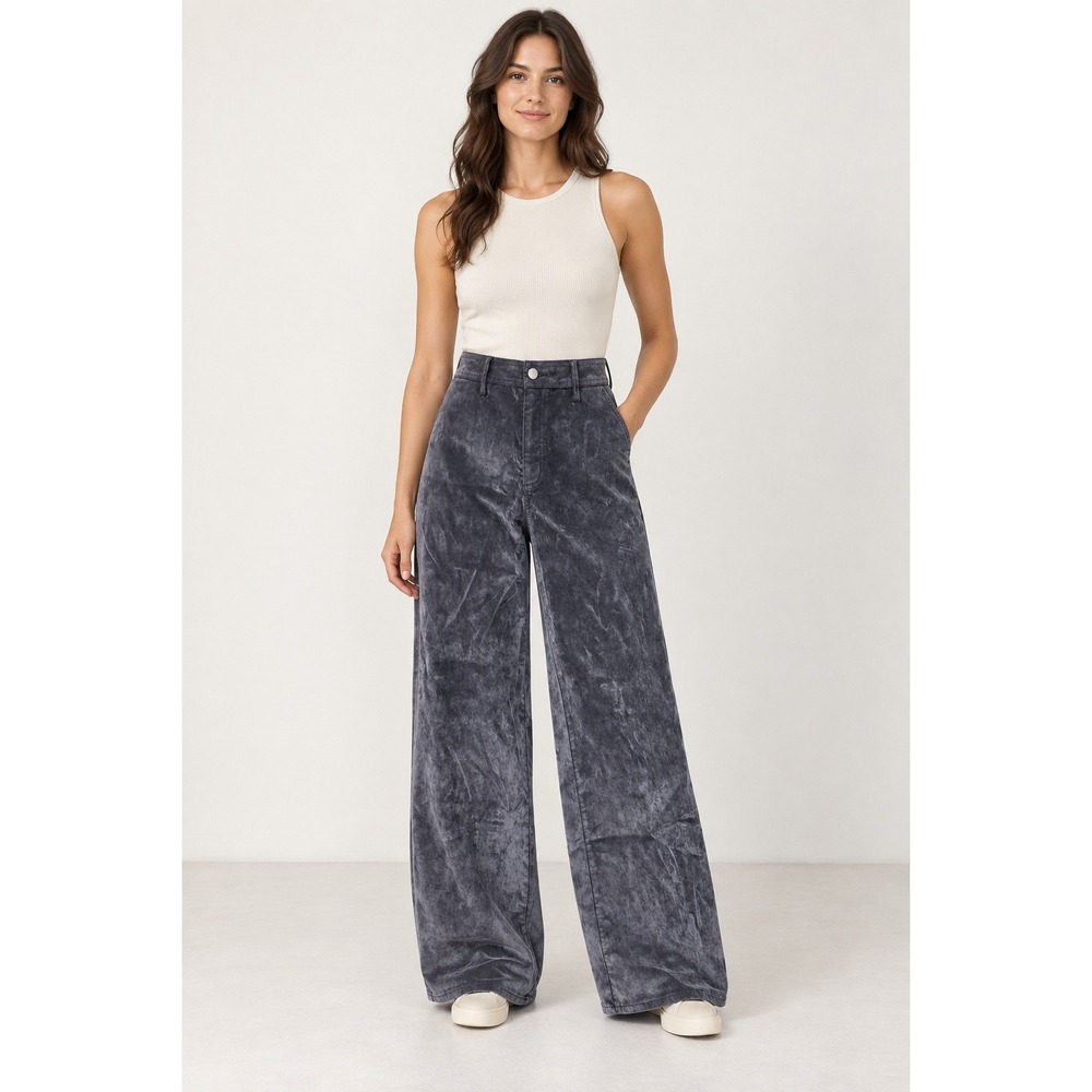 Universal Thread Sailor Wide Leg Pants Women 2 Gray High Rise Stretch Corduroy